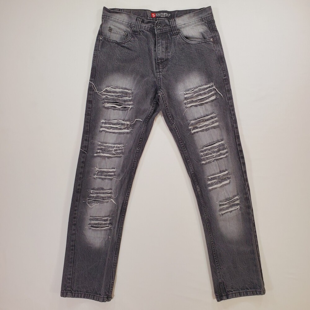 Southpole Jeans Men 29x30 Gray Slim Tapered Denim Grunge Hip Hop Y2K Vintage